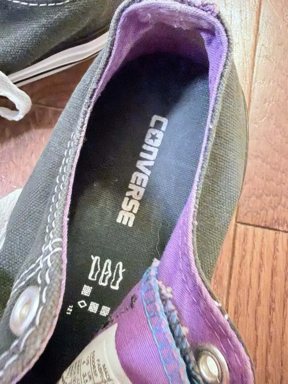 Converse All Star Double Tongue Low Top Junior Sneakers Black/Purple
